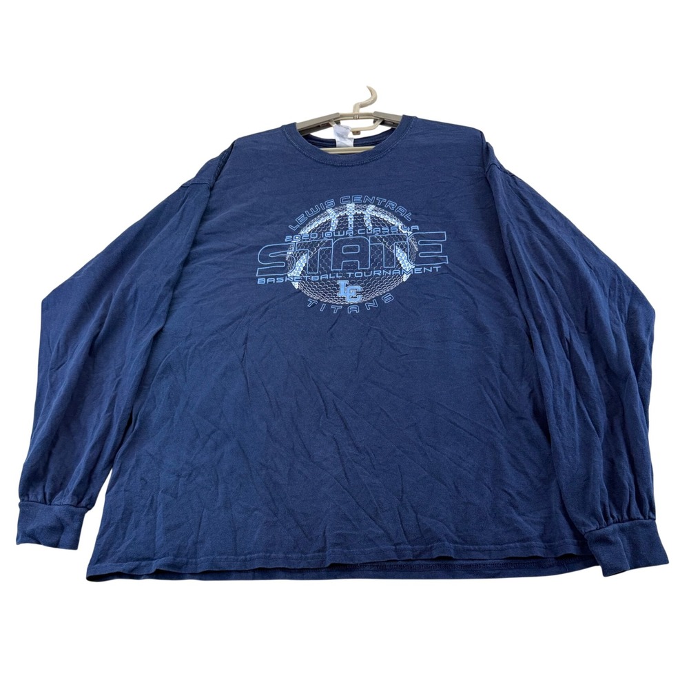 Gildan T-Shirt Mens XL Navy Lewis Central Titans 2020 State Basketball L/S